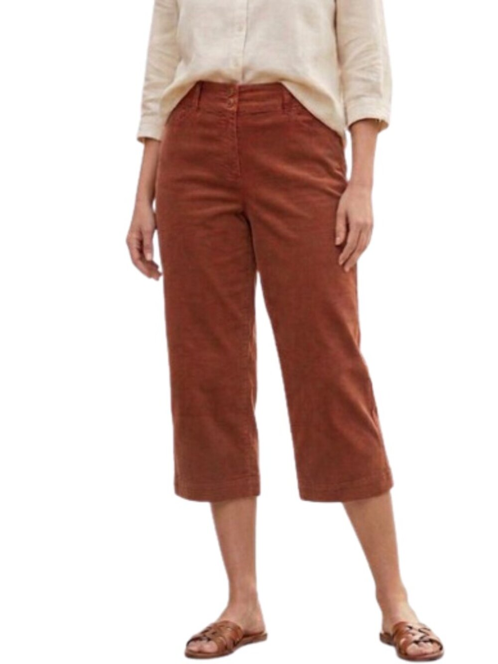 Coldwater Creek Terracotta / Brown Cropped Pants High Waist Soft Tencel, size 14